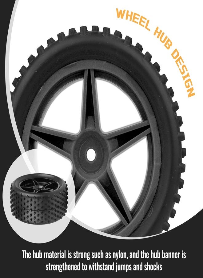 FriHobby 12mm Hex Wheels Tires Set 1/10 RC Buggy Front & Rear Compatible with Traxxas Bandit Vxl Wltoys 144001 Brushless Lipo Power(Non-glued) - Image 4